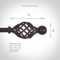 20mm Cage & Ball Finial In Matt Black -CURTAINS accessories Sale 622mb 3