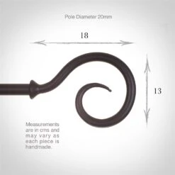 20mm Bishop's Crook Finial In Matt Black -CURTAINS accessories Sale 625mb 3