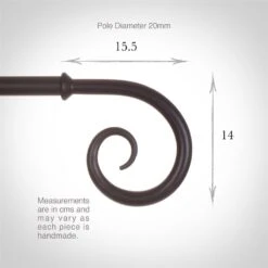 20mm Crook Finial In Matt Black -CURTAINS accessories Sale 626mb 3