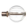 25mm Fluted Glass Ball Finial In Antique Brass