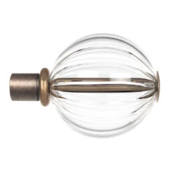 25mm Fluted Glass Ball Finial In Antique Brass