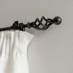 12mm Cage & Ball Finial In Matt Black -CURTAINS accessories Sale 630mb 12 1