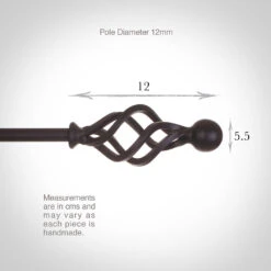 12mm Cage & Ball Finial In Matt Black -CURTAINS accessories Sale 630mb 13