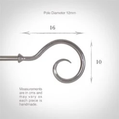 12mm Bishop's Crook Finial In Mercury 7 12mm Bishop's Crook Finial In Mercury -CURTAINS accessories Sale 632me 3