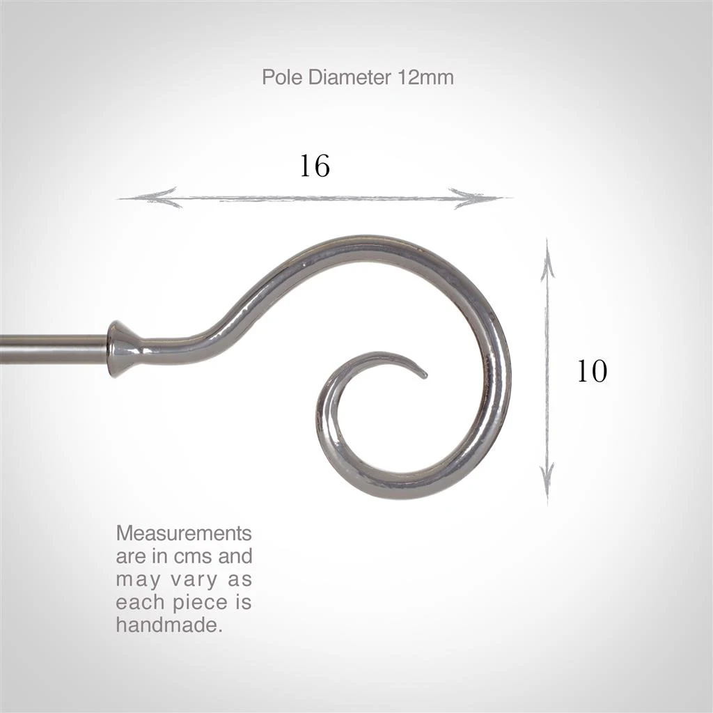 12mm Bishop's Crook Finial In Mercury 4 12mm Bishop's Crook Finial In Mercury - Image 4