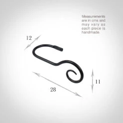 Large Bishop's Crook Holdback (Right Side) In Matt Black -CURTAINS accessories Sale 637fmb 13