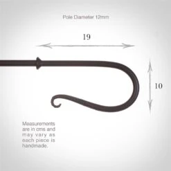 12mm Shepherd's Crook Finial In Matt Black -CURTAINS accessories Sale 680mb 3