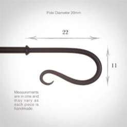 20mm Shepherd's Crook Finial In Matt Black -CURTAINS accessories Sale 681mb 3