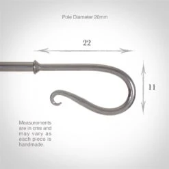 20mm Shepherd's Crook Finial In Mercury -CURTAINS accessories Sale 681me 3