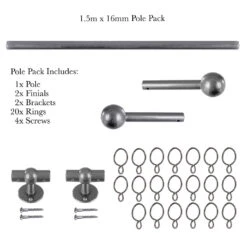 1.5m 16mm Cannonball Pack In Polished -CURTAINS accessories Sale 814po 20