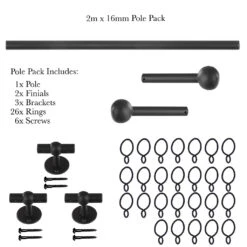 2m 16mm Cannonball Pole Pack In Beeswax -CURTAINS accessories Sale 815bw 20