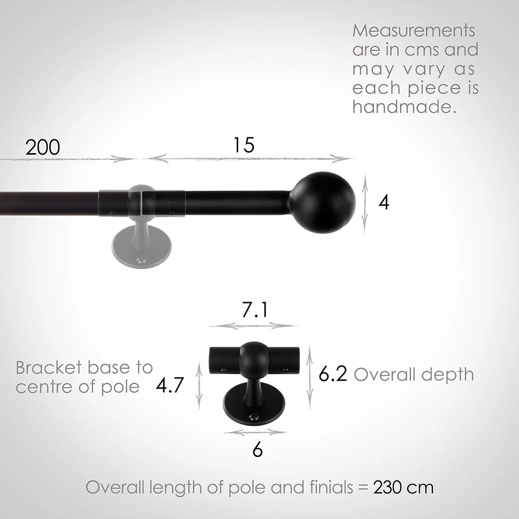 2m 16mm Cannonball Pole Pack In Matt Black 3 2m 16mm Cannonball Pole Pack In Matt Black - Image 3