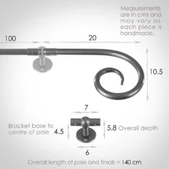 1m 12mm Crook Pack In Polished -CURTAINS accessories Sale 825po 13