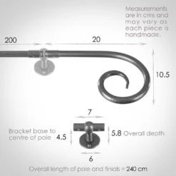 2m 12mm Crook Pack In Polished -CURTAINS accessories Sale 827po 13