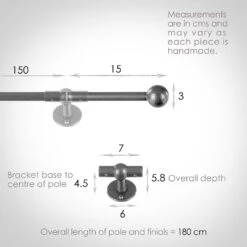 1.5m 12mm Cannonball Pack In Polished -CURTAINS accessories Sale 830po 13