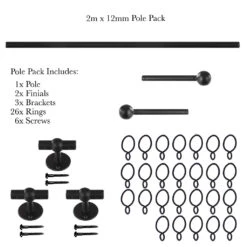2m 12mm Cannonball Pack In Matt Black 8 2m 12mm Cannonball Pack In Matt Black -CURTAINS accessories Sale 831mb 20