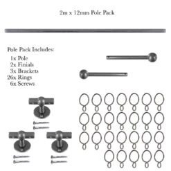 2m 12mm Cannonball Pack In Polished -CURTAINS accessories Sale 831po 20