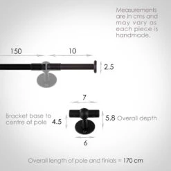 1.5m 12mm Button Pack In Matt Black -CURTAINS accessories Sale 835mb 13