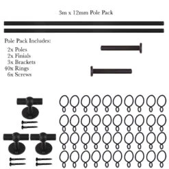 3m 12mm Button Pack In Matt Black -CURTAINS accessories Sale 843mb 20