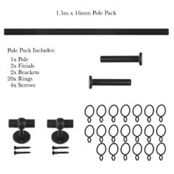 1.5m 16mm Button Pack In Matt Black -CURTAINS accessories Sale 847mb 20