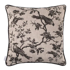 Cushion Cover In Black Printed Isabelle Contrast Piping
