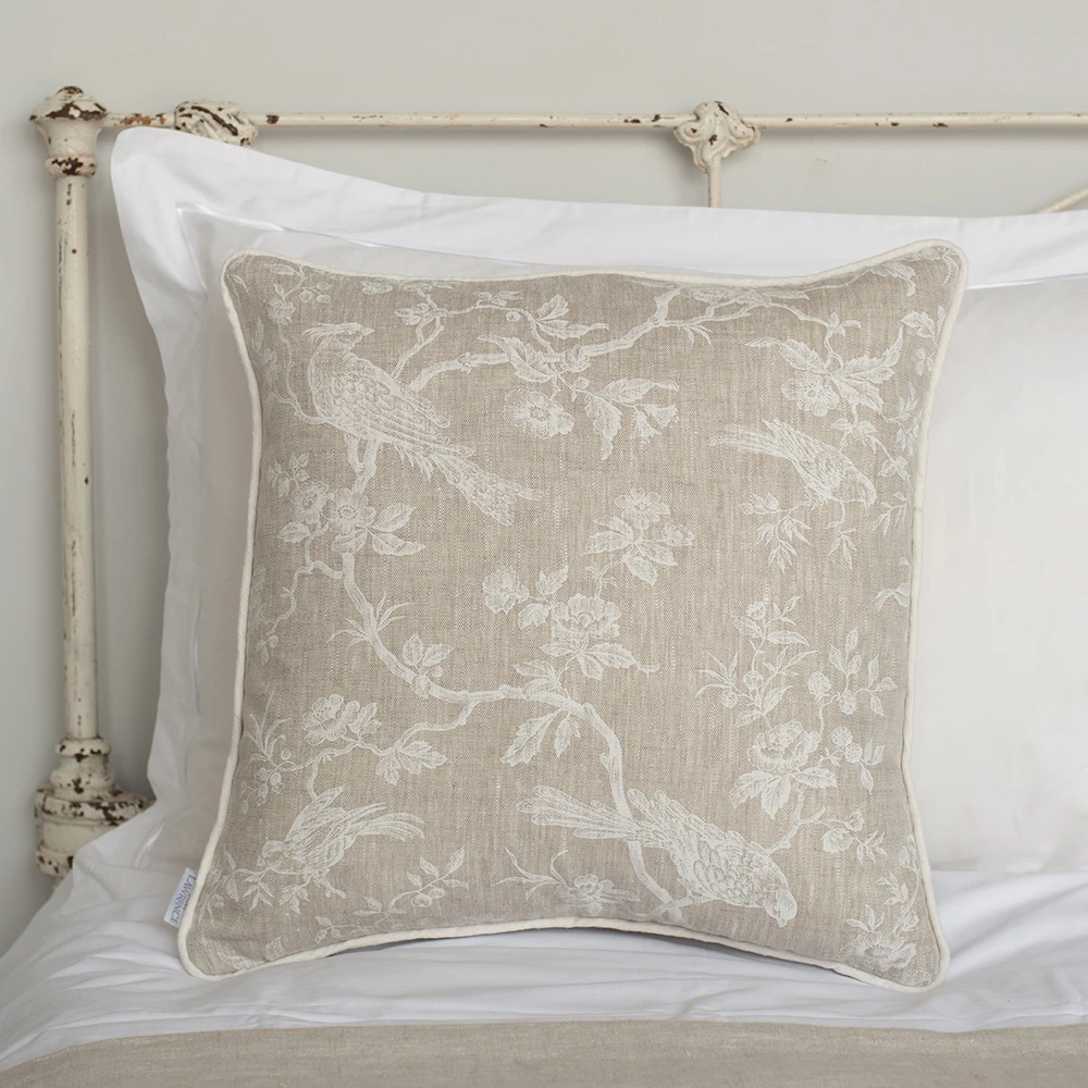 Cushion Cover In White Printed Isabelle Contrast Piping 2 Cushion Cover In White Printed Isabelle Contrast Piping - Image 2