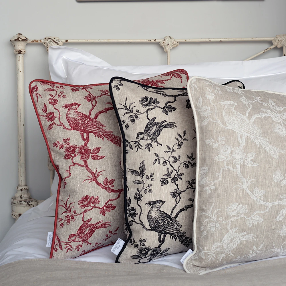 Cushion Cover In White Printed Isabelle Contrast Piping 3 Cushion Cover In White Printed Isabelle Contrast Piping - Image 3