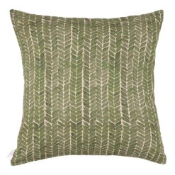 Cushion Cover In Rich Green Watercolour Leaf
