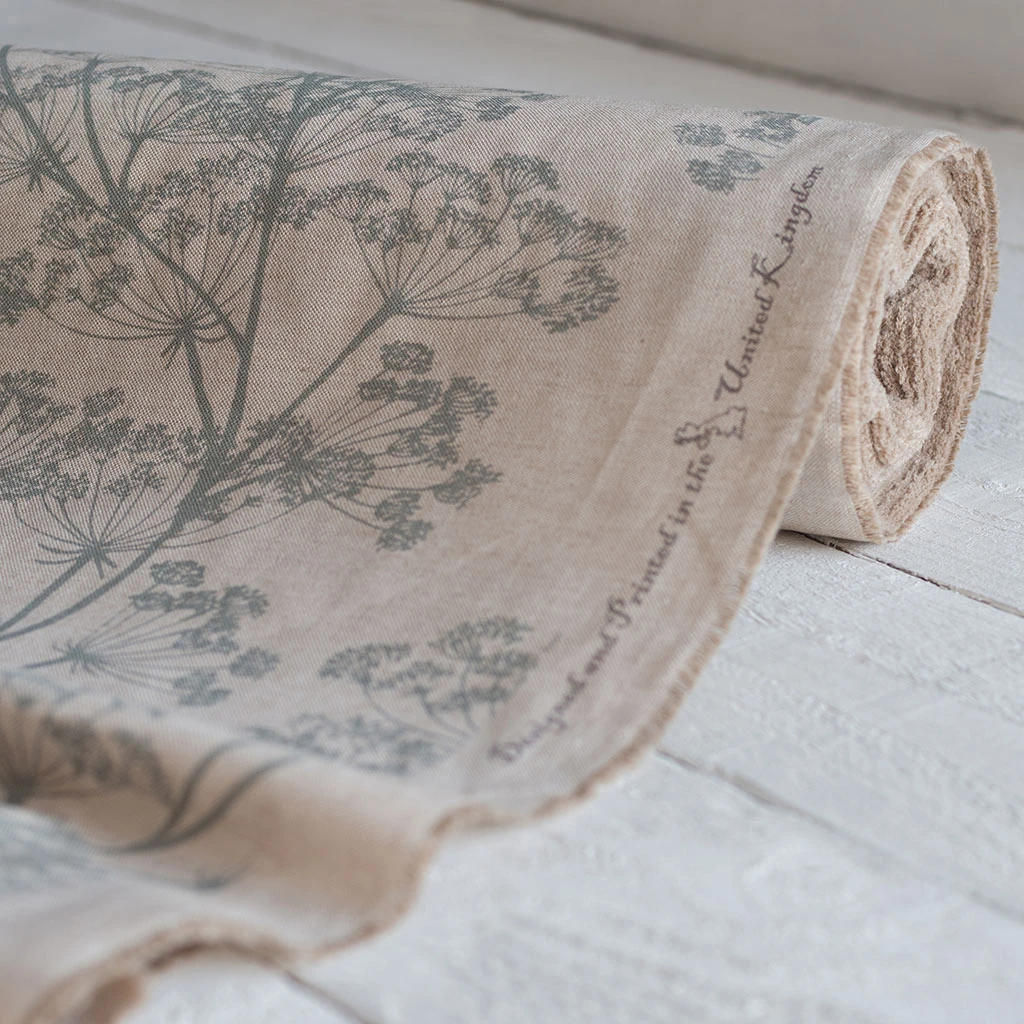 Cow Parsley Fabric In Reversed Duck Egg 2 Cow Parsley Fabric In Reversed Duck Egg - Image 2