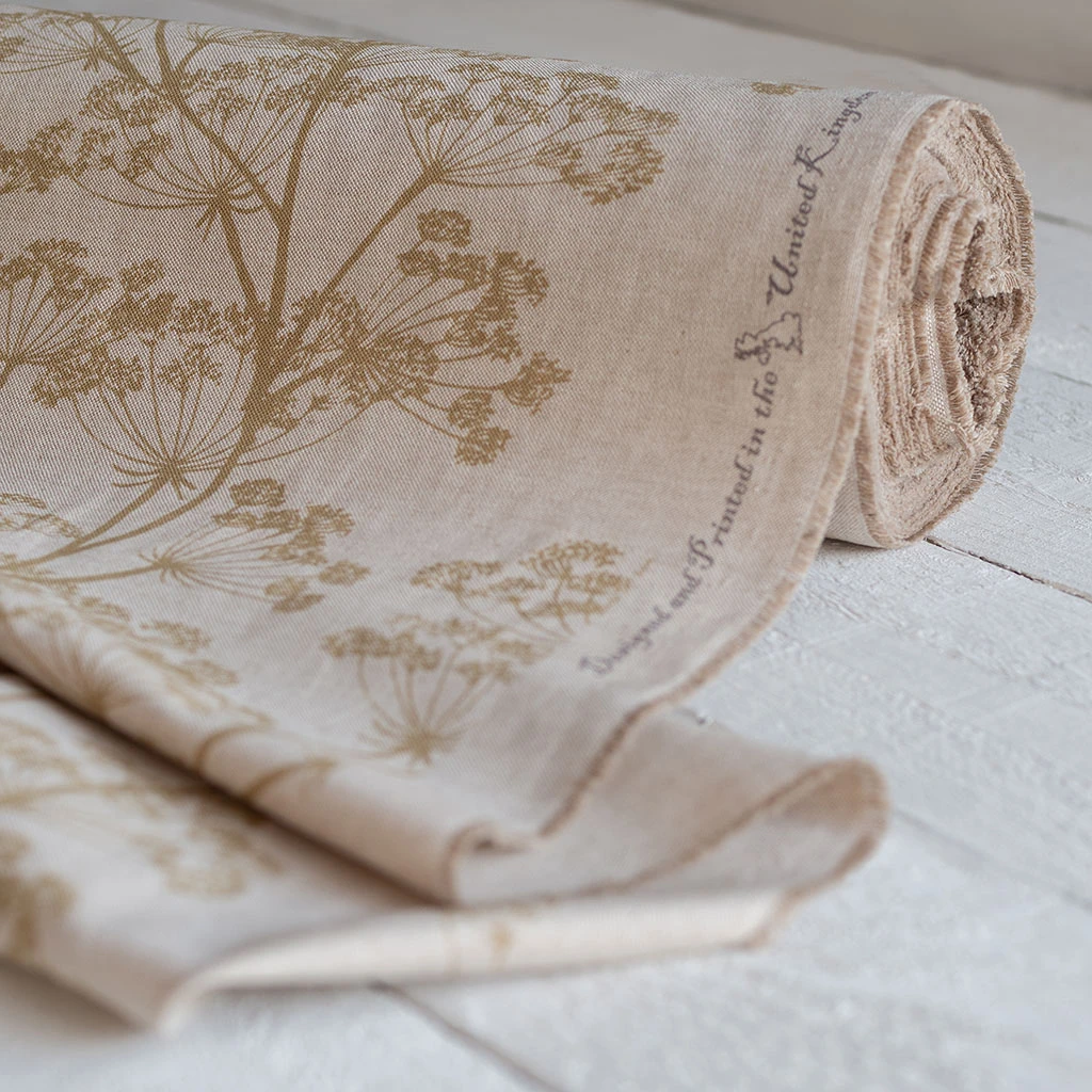 Cow Parsley Fabric In Reversed Gold 2 Cow Parsley Fabric In Reversed Gold - Image 2