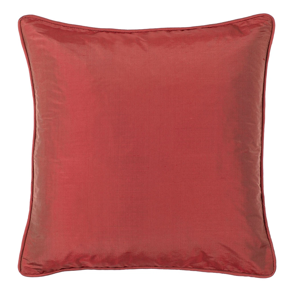 Cushion Cover In Antique Red Plain Silk 1 Cushion Cover In Antique Red Plain Silk