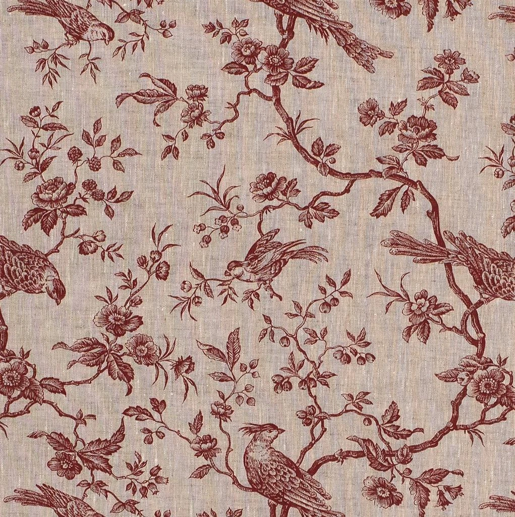 Isabelle Printed Linen Fabric In Red 1 Isabelle Printed Linen Fabric In Red