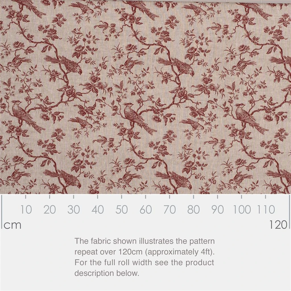 Isabelle Printed Linen Fabric In Red 2 Isabelle Printed Linen Fabric In Red - Image 2